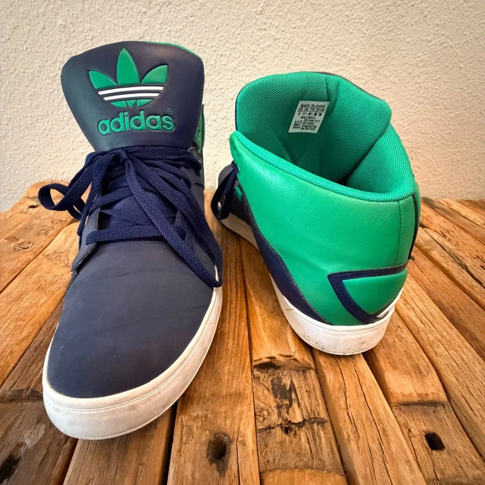Adidas Originals Hard Court Hi Big Logo Navy Blue Green Mens Shoes  Size 12